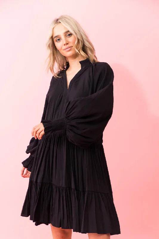 Alexia Floaty Dress Cotton Black