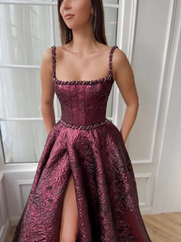 Bordeaux Brocade Gown