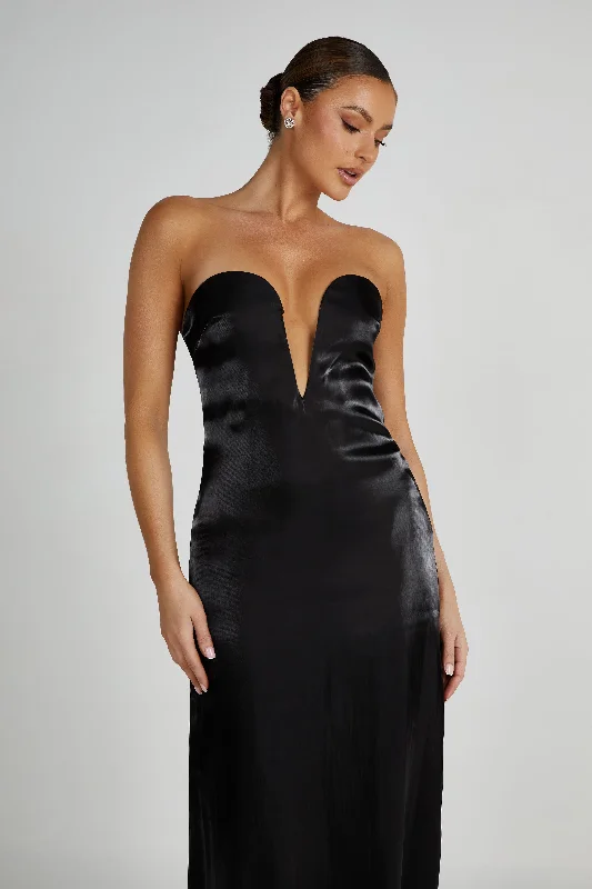 Chantelle Liquid Satin Midi Dress - Black