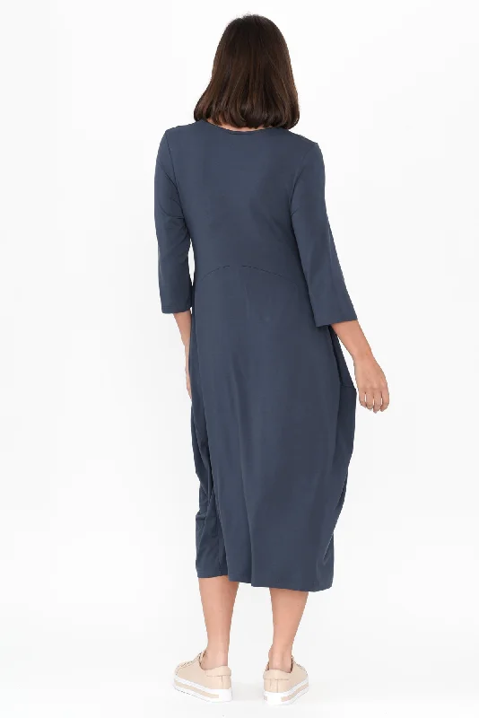 Glenda Blue Sleeved Crescent Dress