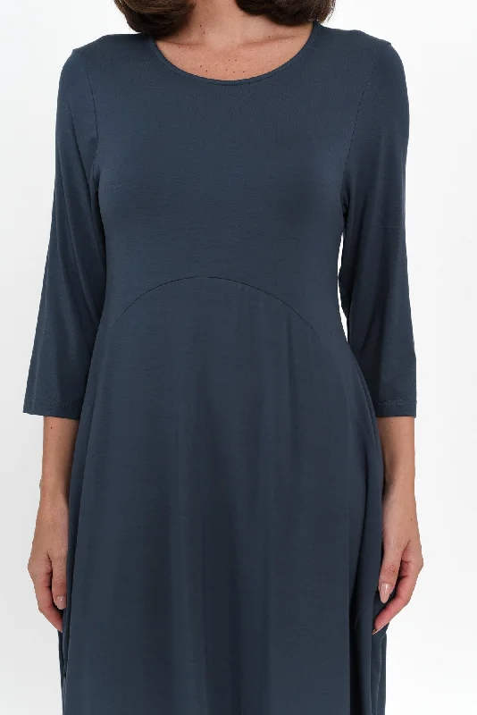 Glenda Blue Sleeved Crescent Dress