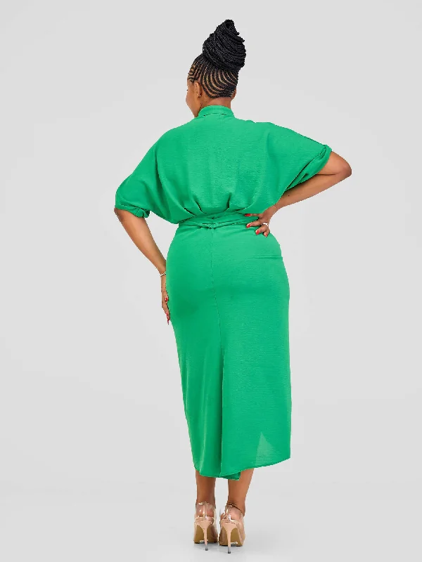 Lizola Amber Ruched Dress - Green