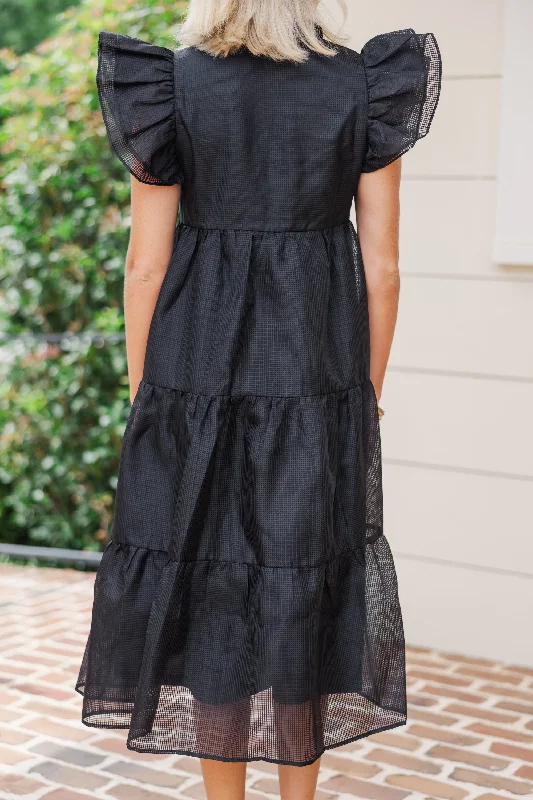 More Good Days Black Midi Dress