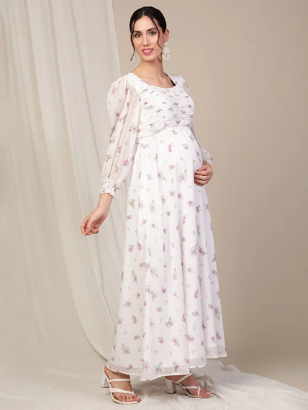 White Maternity Maxi Dress