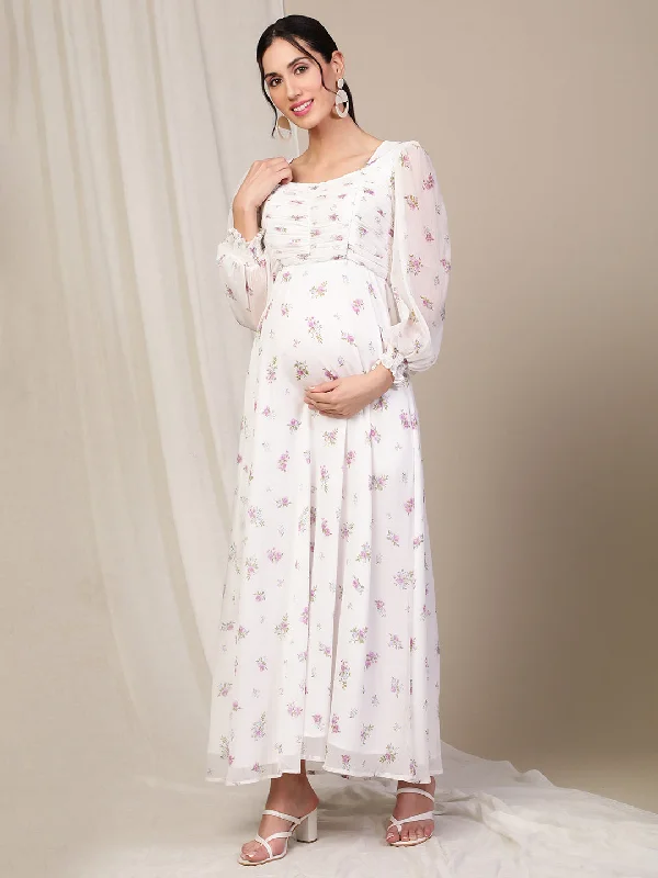 White Maternity Maxi Dress