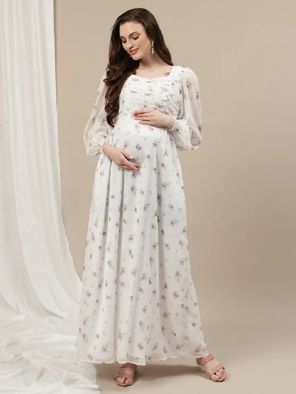 White Maternity Maxi Dress