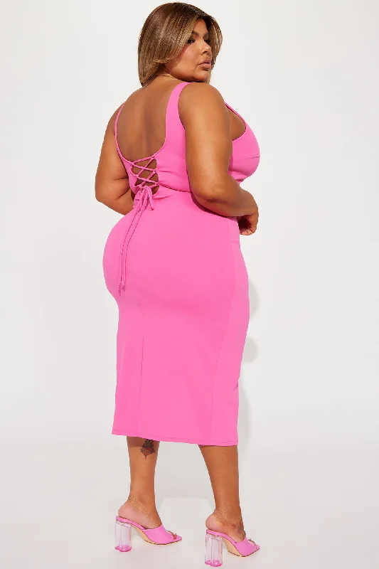 Yacht Ready Midi Dress - Hot Pink