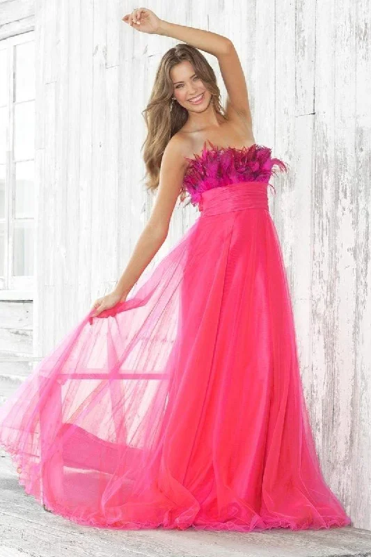 Blush - 5105 Feathered Sweetheart Chiffon A-Line Gown