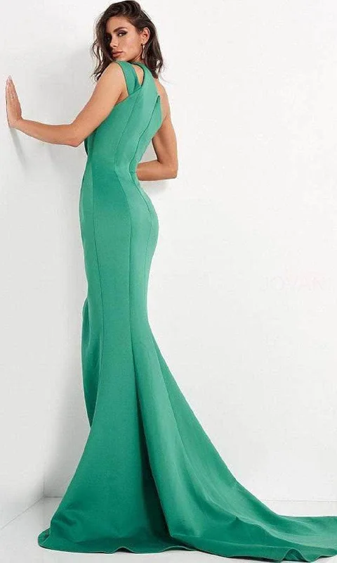 Jovani - 04222 Split One-Shoulder High Leg Slit Evening Gown