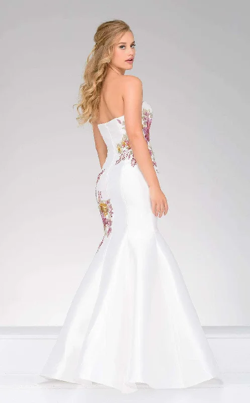 Jovani 33689 Strapless Floral Mermaid Long Prom Dress