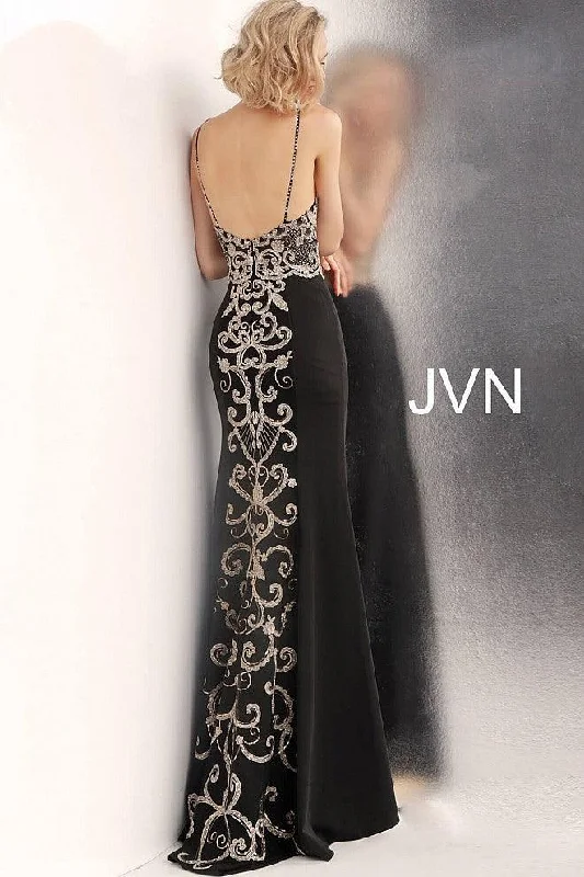 Jovani 66059 Waterfall Back Long Party Dress