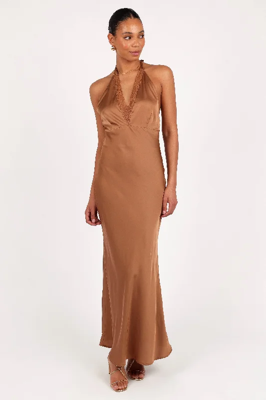 Kalina Halterneck Maxi Dress - Bronze