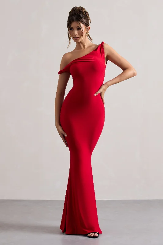 Lita | Red Twisted Asymmetric Maxi Dress