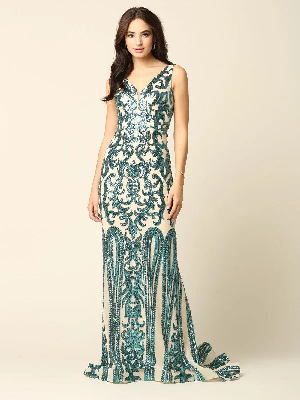 Long Formal Fitted Sleeveless Sequins Prom Dress Sale