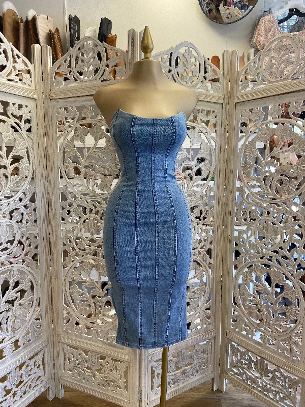 Strapless Denim Bodycon Dress