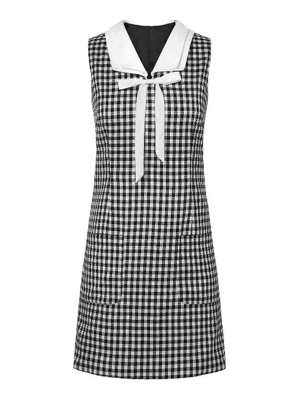 1960s Acetate Gingham Plaid Shift Dress