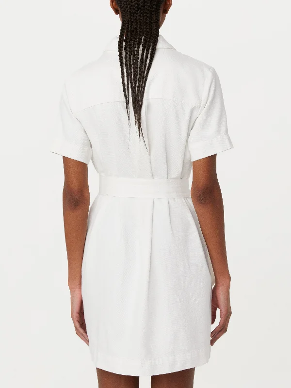 The Camp Collar Cottonized Hemp Dress in Off White