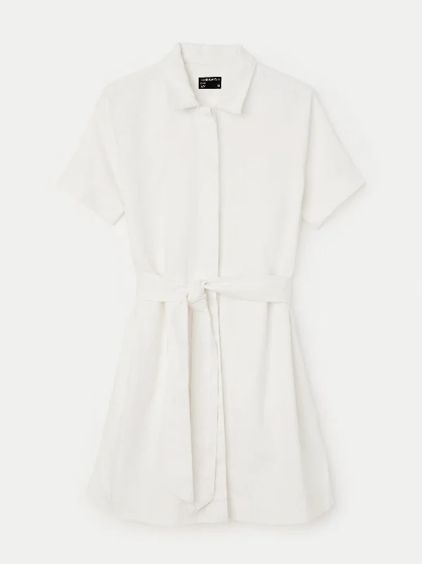 The Camp Collar Cottonized Hemp Dress in Off White