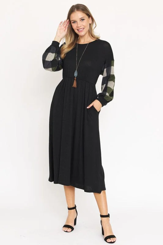 Bishop Sleeve Tea Length Dress