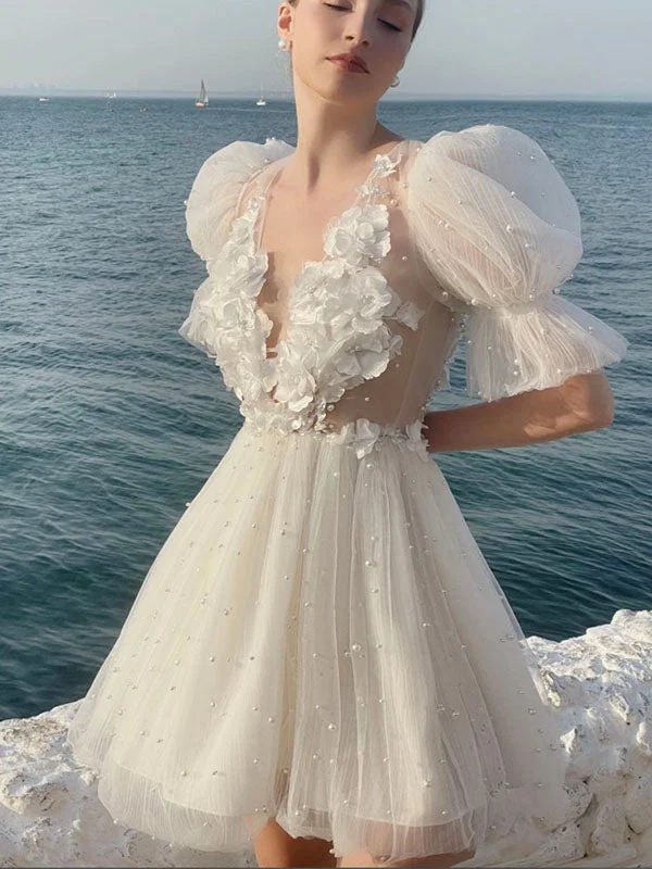 Unique Design Newest Vintage A-line Romantic Beach Wedding Dresses WD153