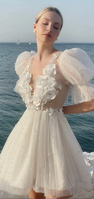 Unique Design Newest Vintage A-line Romantic Beach Wedding Dresses WD153