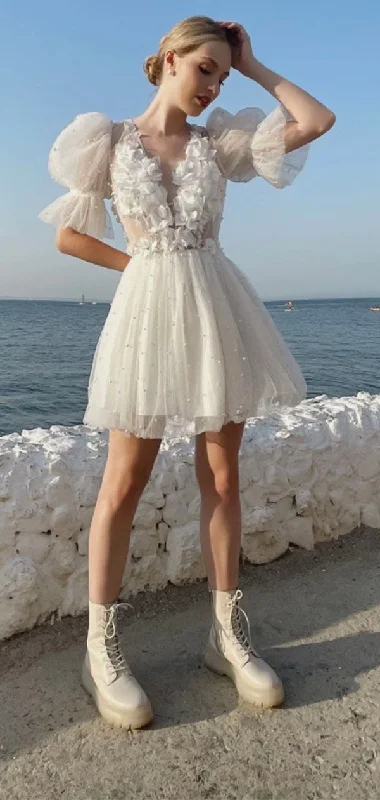 Unique Design Newest Vintage A-line Romantic Beach Wedding Dresses WD153