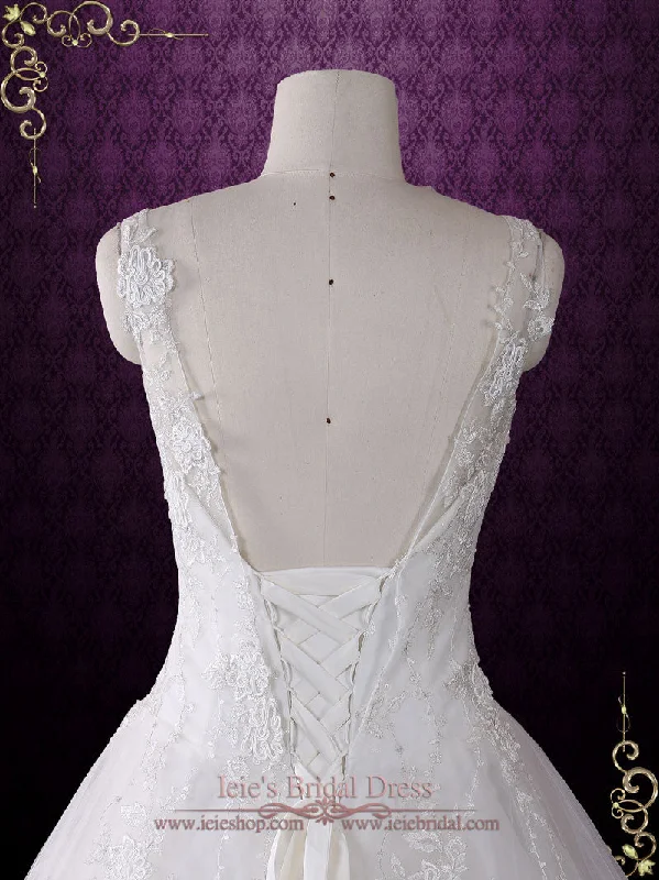 Vintage Lace Wedding Dress with Open Back CHERYL