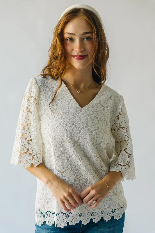 The Passey Crochet Blouse in Oatmeal