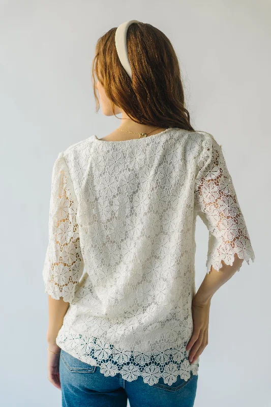 The Passey Crochet Blouse in Oatmeal