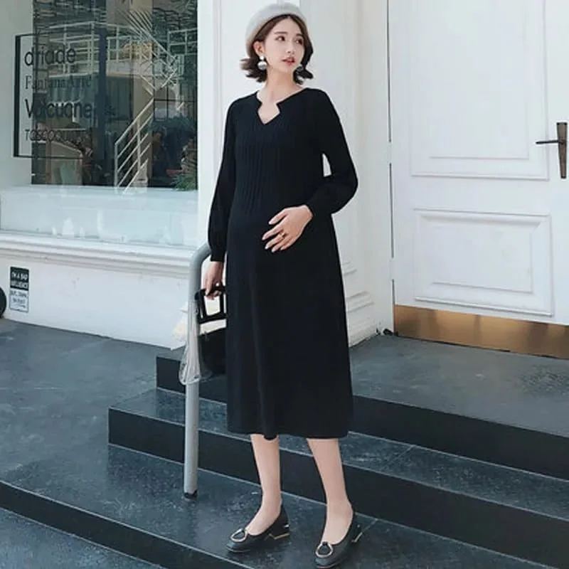 New Fashion Maternity Dress High Waist Loose spring autumn winter Skirt Pregnancy Clothes For Knit Pregnant Women Sweater L B-39768