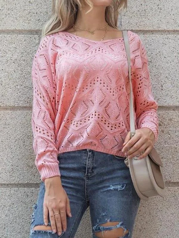 Open-knit Drop Shoulder Sweater for Women