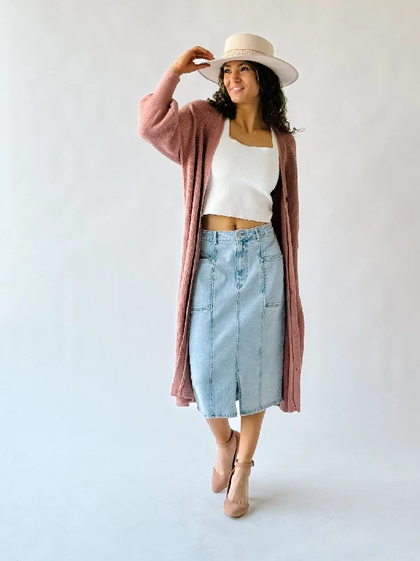 The Bouren Button-Down Cardigan in Dusty Rose