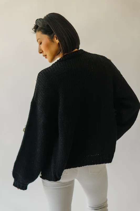 The Grover Chunky Bow Detail Cardigan in Black