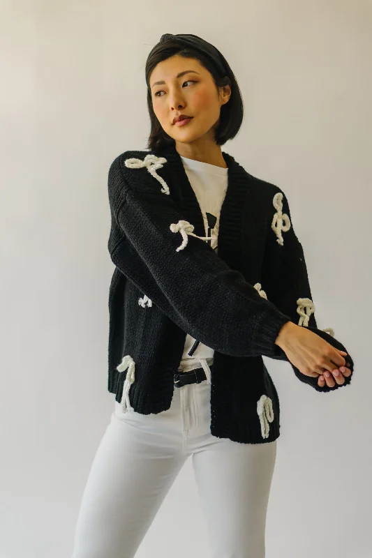 The Grover Chunky Bow Detail Cardigan in Black