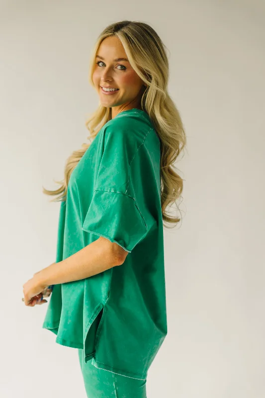 The Kynaston V-Neck Drop Sleeve Tee in Kelly Green