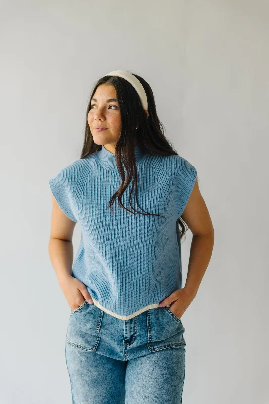 The Montoya Scalloped Edge Sweater in Blue