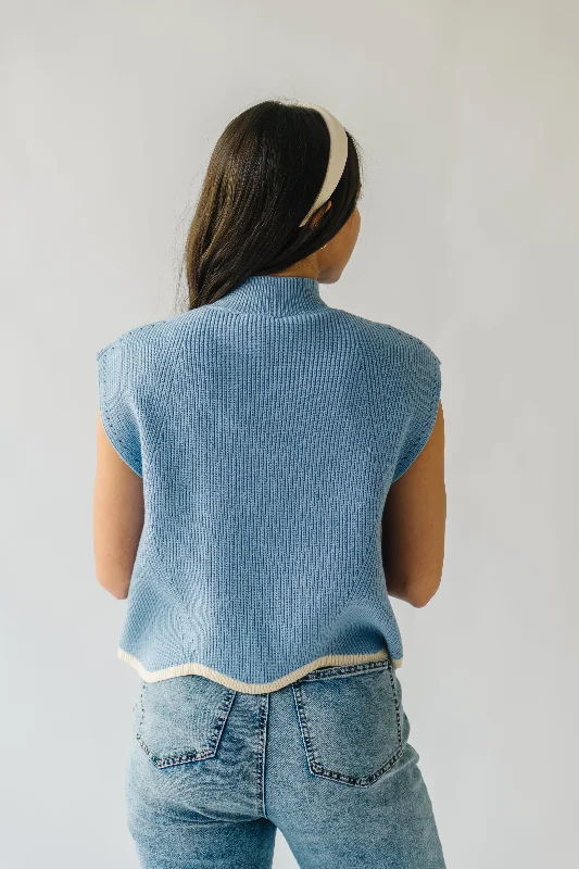 The Montoya Scalloped Edge Sweater in Blue