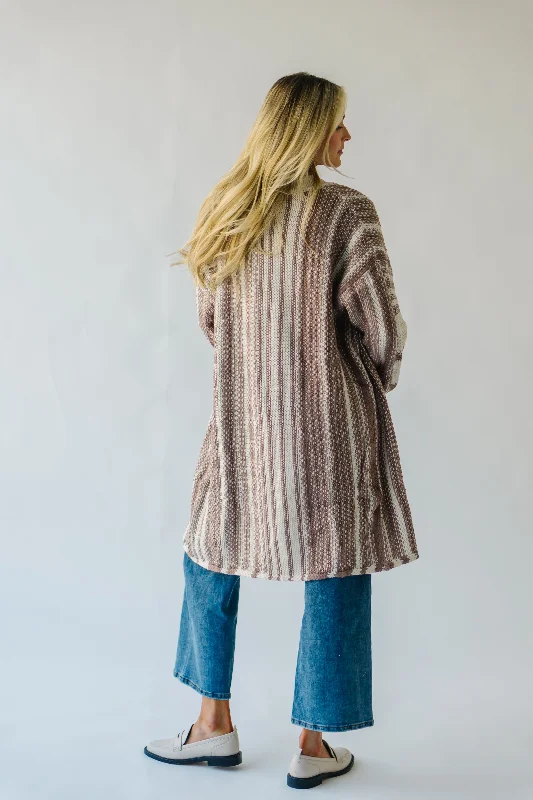 The Pardue Striped Cardigan in Cream + Mocha