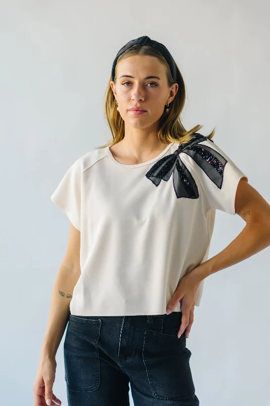 The Wallish Ribbon Embellished Tee in Cream