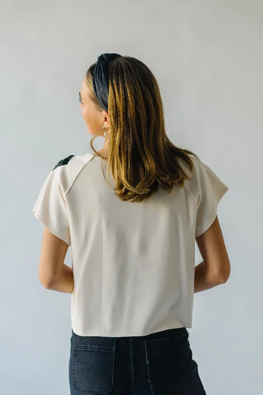 The Wallish Ribbon Embellished Tee in Cream