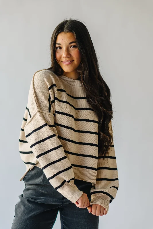 The Woodbridge Cropped Sweater in Taupe + Black