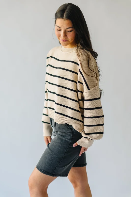 The Woodbridge Cropped Sweater in Taupe + Black