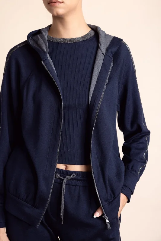 Monili Trim Zip Up Hoodie