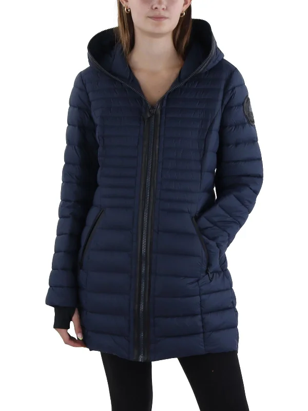 Lyvien Womens Quilted Hooded Puffer Jacket