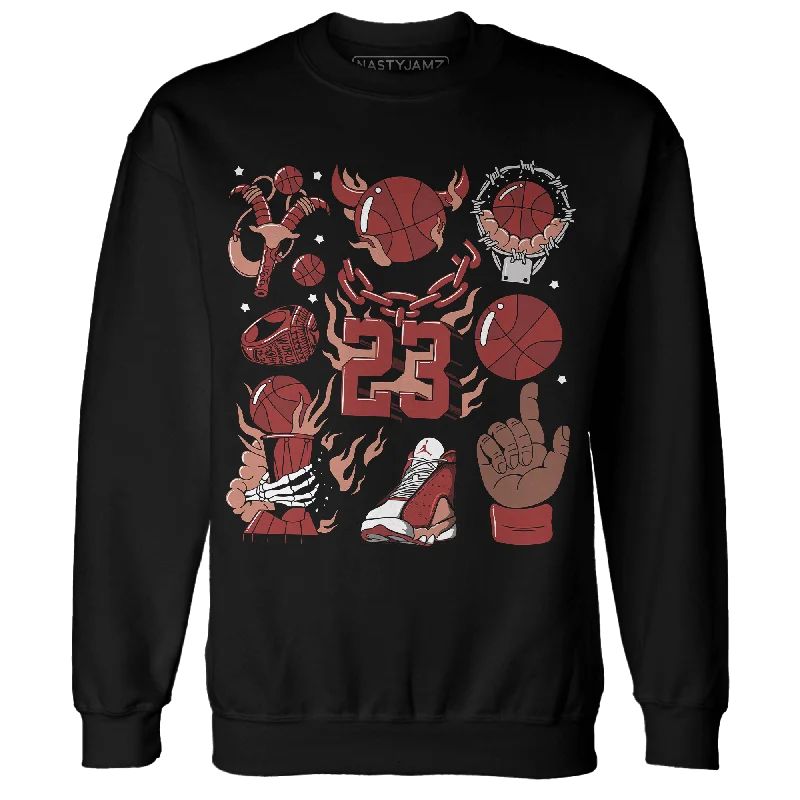 NastyJamz Dune Red 13s Sweatshirt Match Neclaces Number 23