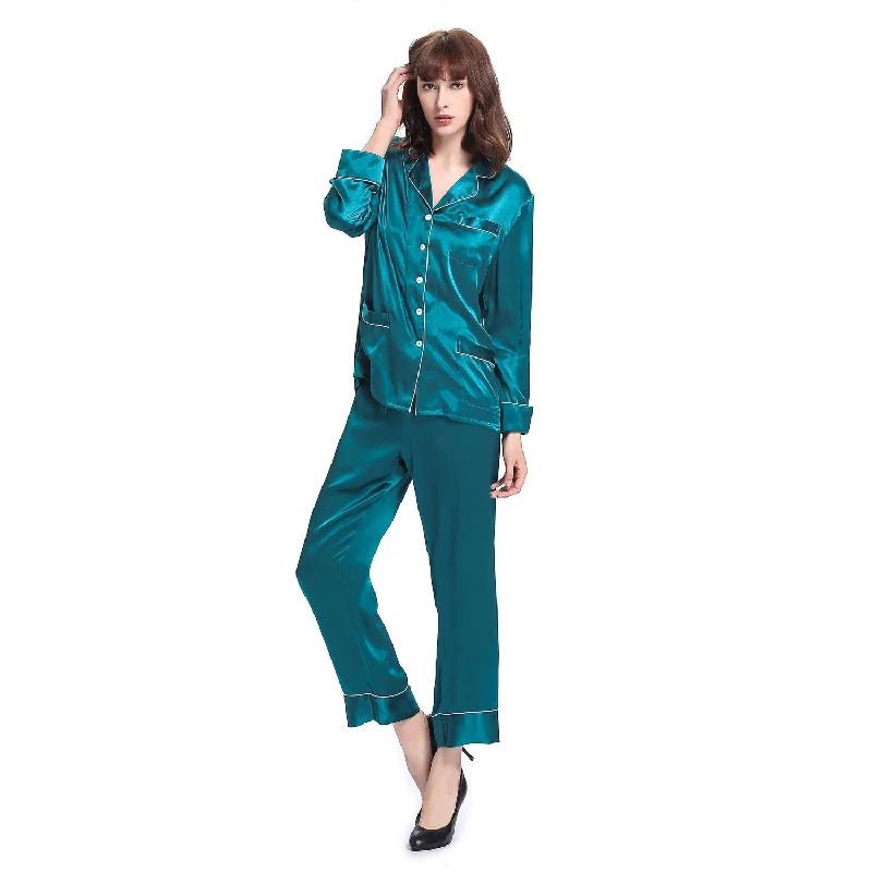 22 Momme Chic Trimmed Silk Pajama Set for Women