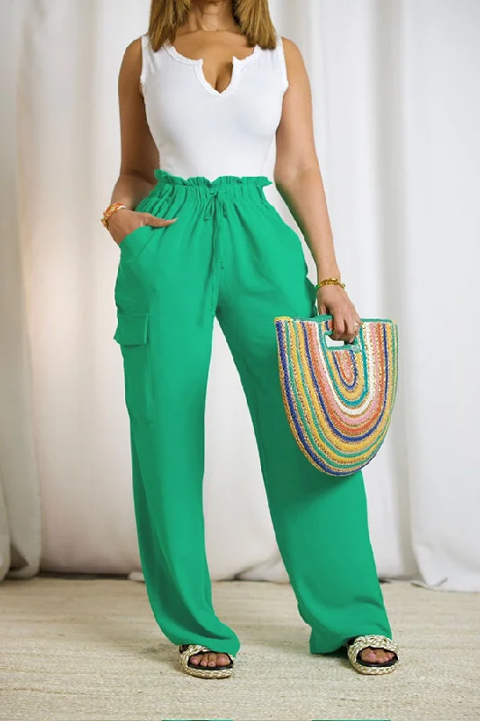 Solid Color Relaxed Pocket Drawstring Pants