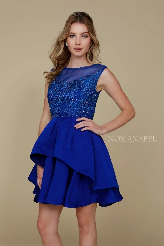 ELEGANT SLEEVELESS BEADED TIERED A-LINE HOMECOMING DRESS 6356 BY NARIANNA