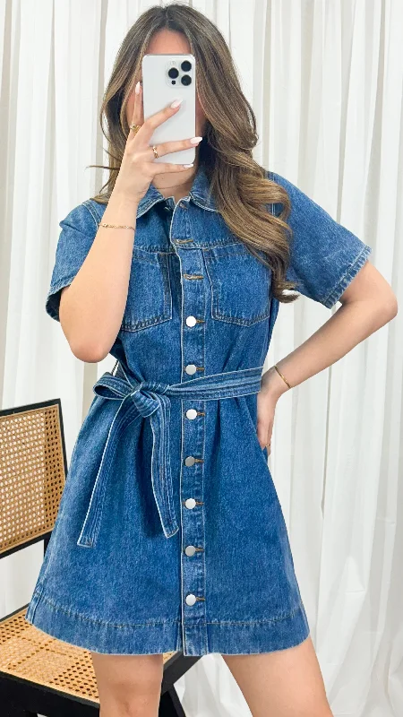 GUNNER DENIM DRESS - DARK DENIM