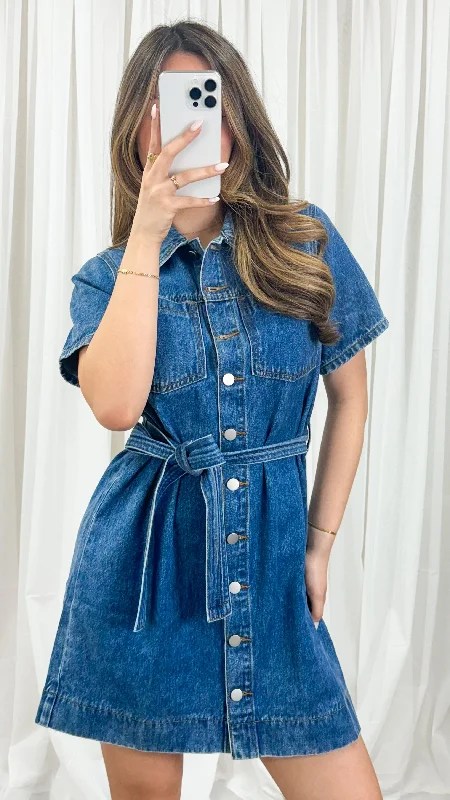 GUNNER DENIM DRESS - DARK DENIM